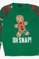 Kids Green "Oh Snap!" Funny Gingerbread Ugly Christmas Pullover (2010s)