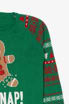 Kids Green "Oh Snap!" Funny Gingerbread Ugly Christmas Pullover (2010s)