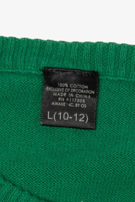 Kids Green "Oh Snap!" Funny Gingerbread Ugly Christmas Pullover (2010s)