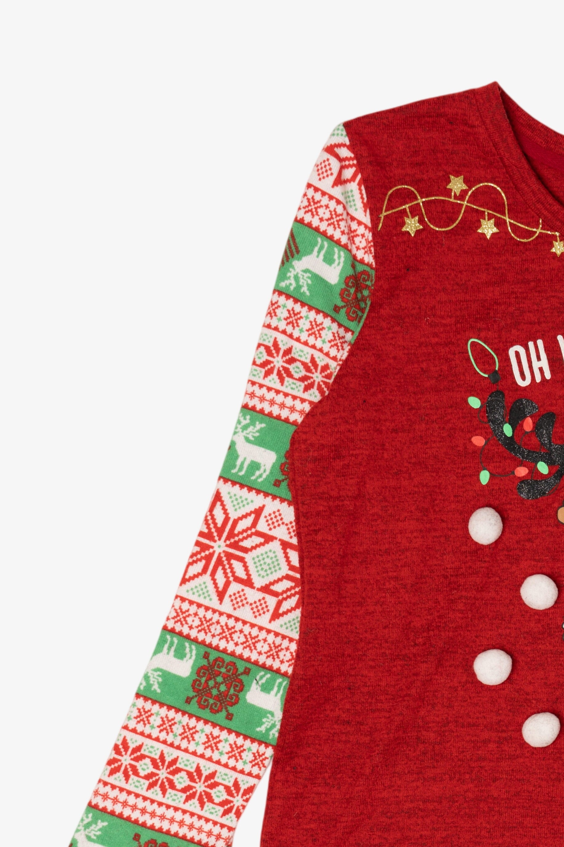 Kids Red "Oh What Fun!" Reindeer Ugly Christmas Pullover (2010s)
