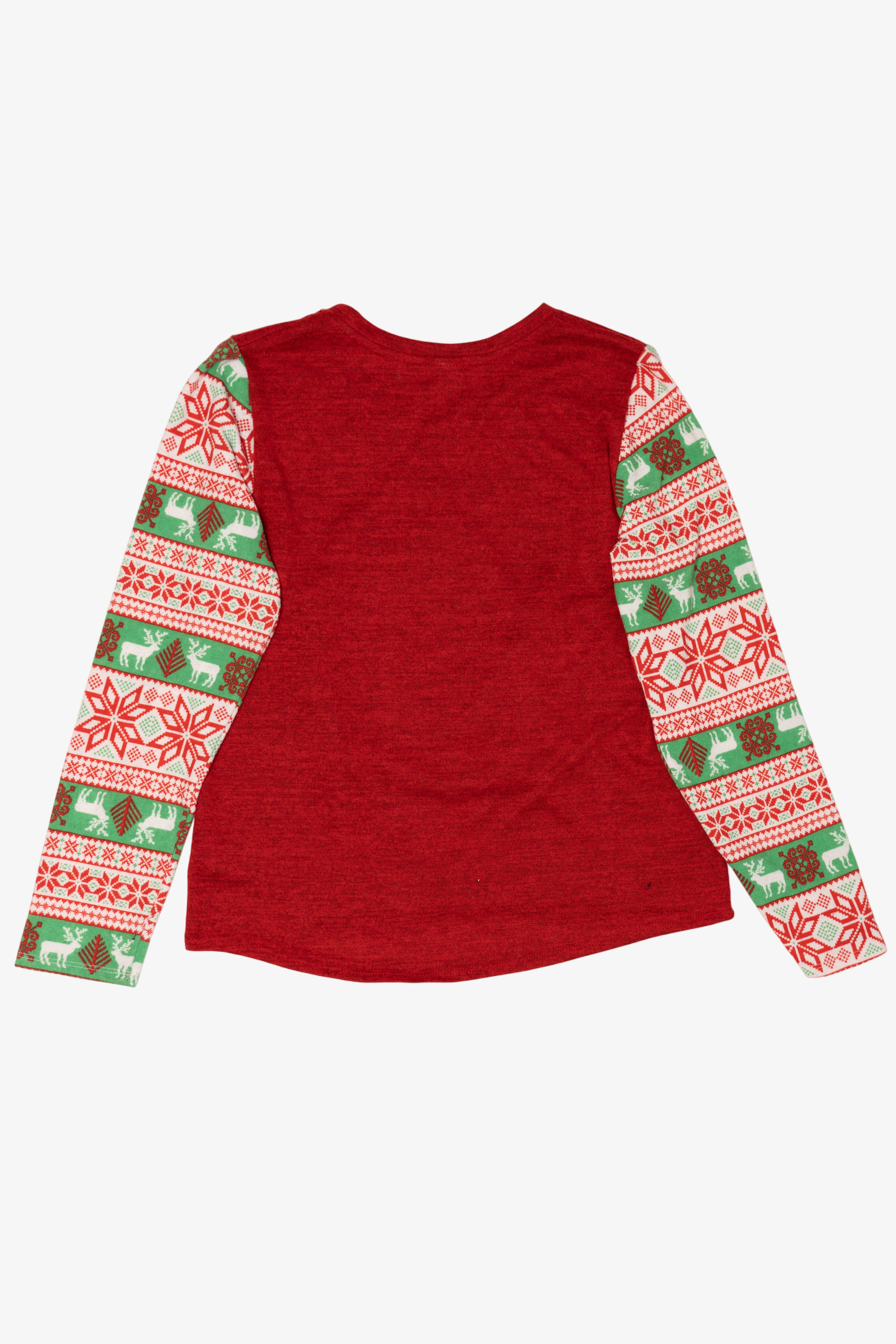 Kids Red "Oh What Fun!" Reindeer Ugly Christmas Pullover (2010s)