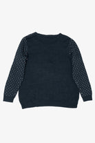 Navy Blue Reindeer Laughing At Santa Ugly Christmas Pullover (2010s)