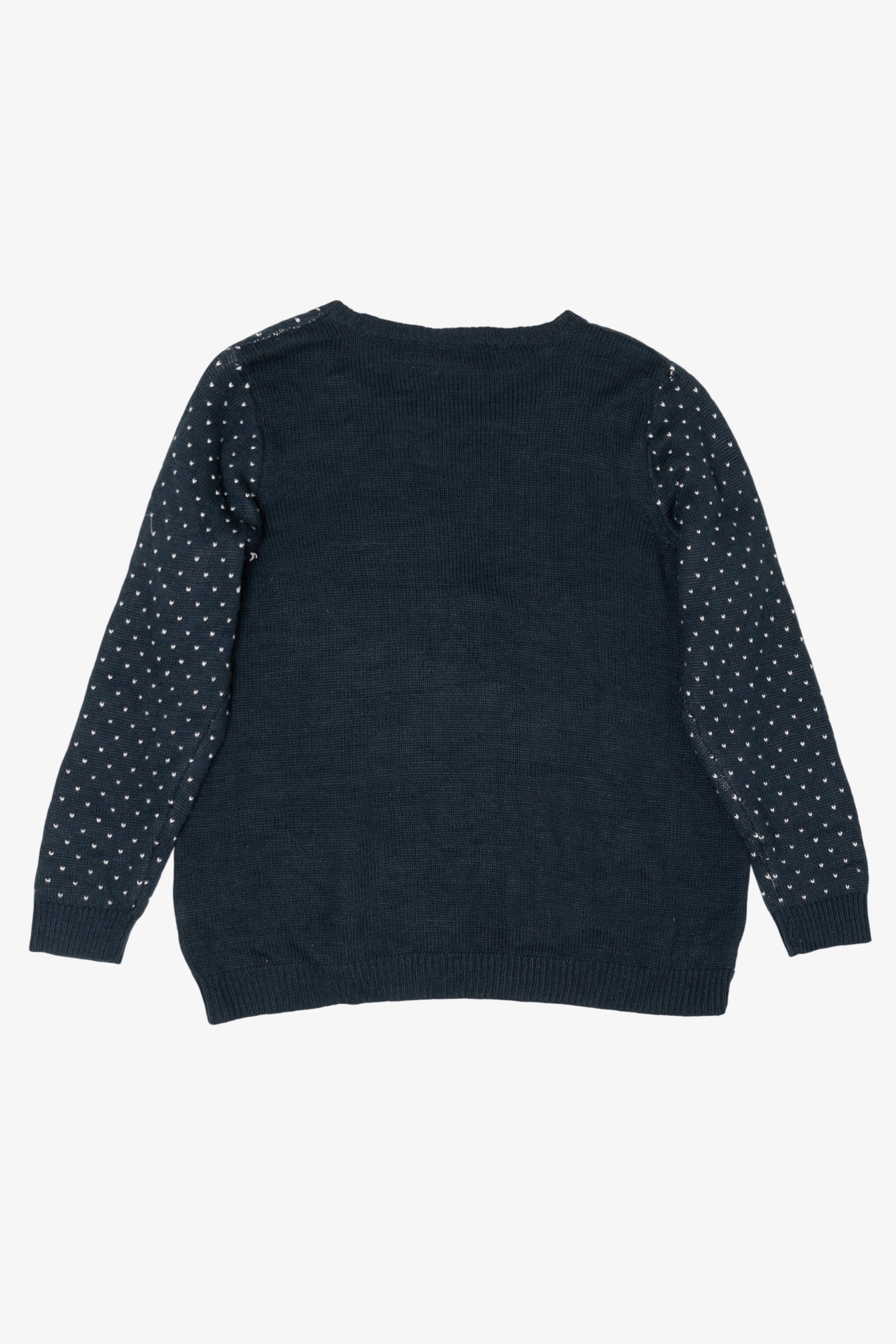 Navy Blue Reindeer Laughing At Santa Ugly Christmas Pullover (2010s)