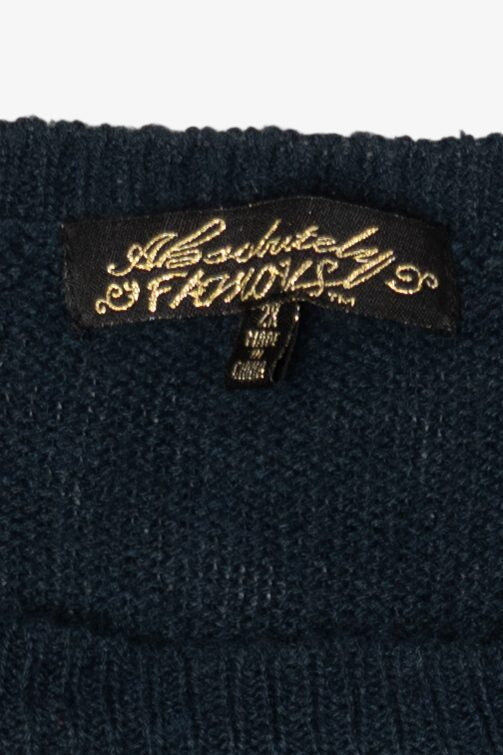 Navy Blue Reindeer Laughing At Santa Ugly Christmas Pullover (2010s)