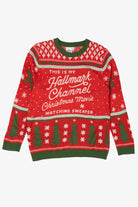 Red "This Is My Hallmark Channel Movie Watching Sweater" Ugly Christmas Pullover (2010s)