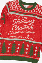 Red "This Is My Hallmark Channel Movie Watching Sweater" Ugly Christmas Pullover (2010s)