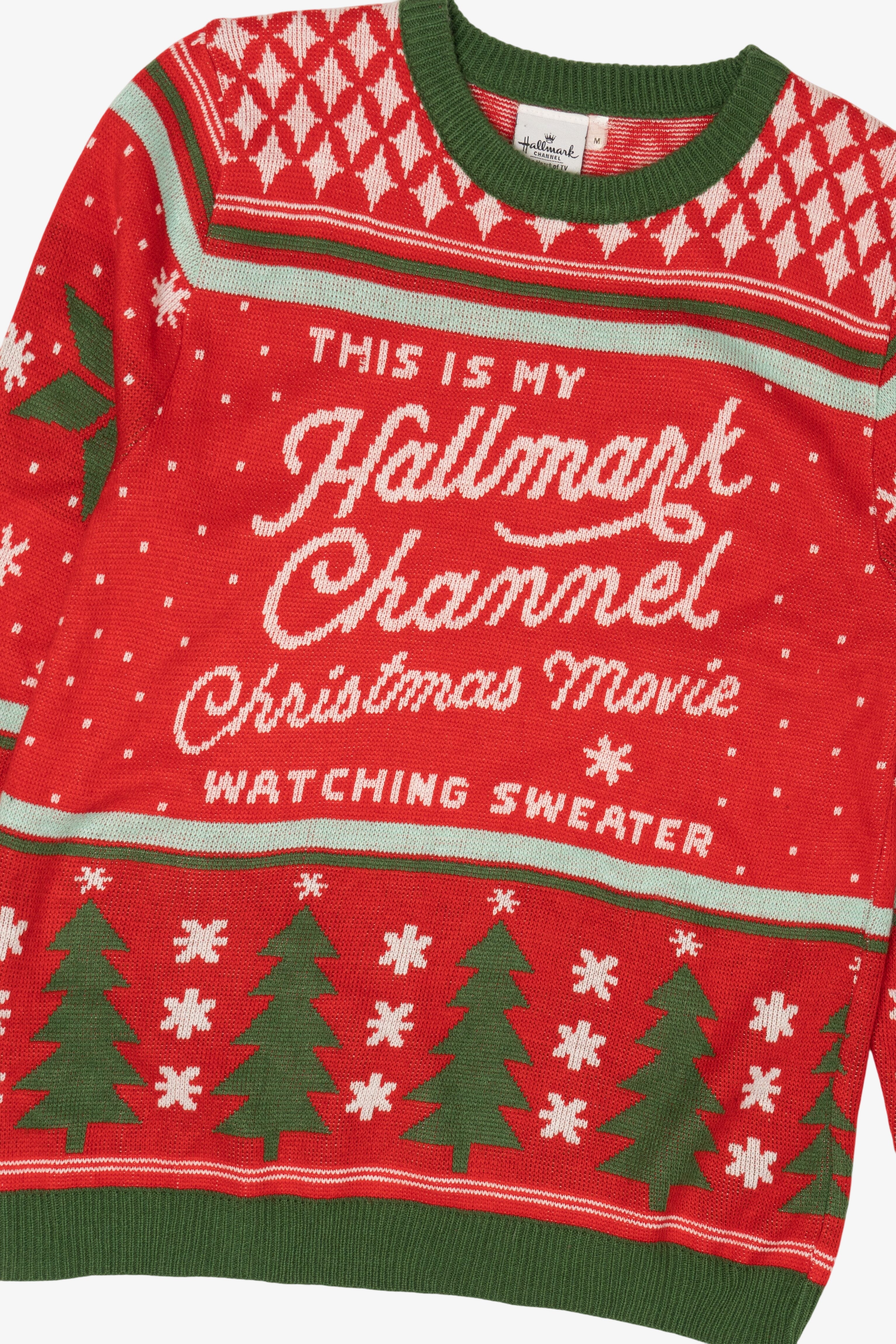 Red "This Is My Hallmark Channel Movie Watching Sweater" Ugly Christmas Pullover (2010s)