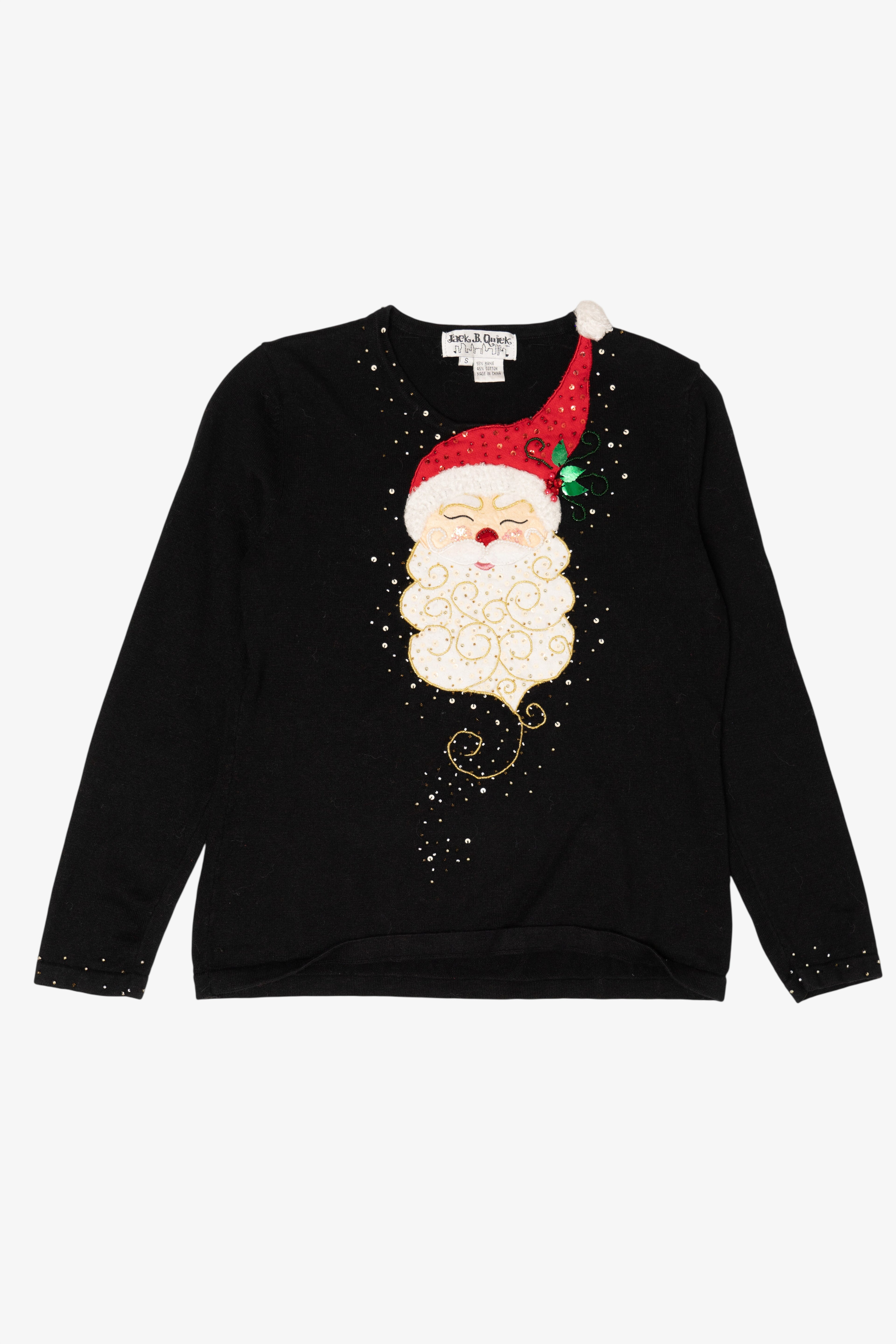 Vintage Black Lightweight Jack B. Quick Santa Ugly Christmas Pullover (2000s)