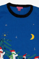 Vintage Blue Bobble Bell Santa's Band Ugly Christmas Pullover (2000s)