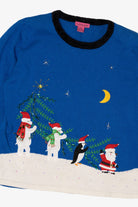 Vintage Blue Bobble Bell Santa's Band Ugly Christmas Pullover (2000s)
