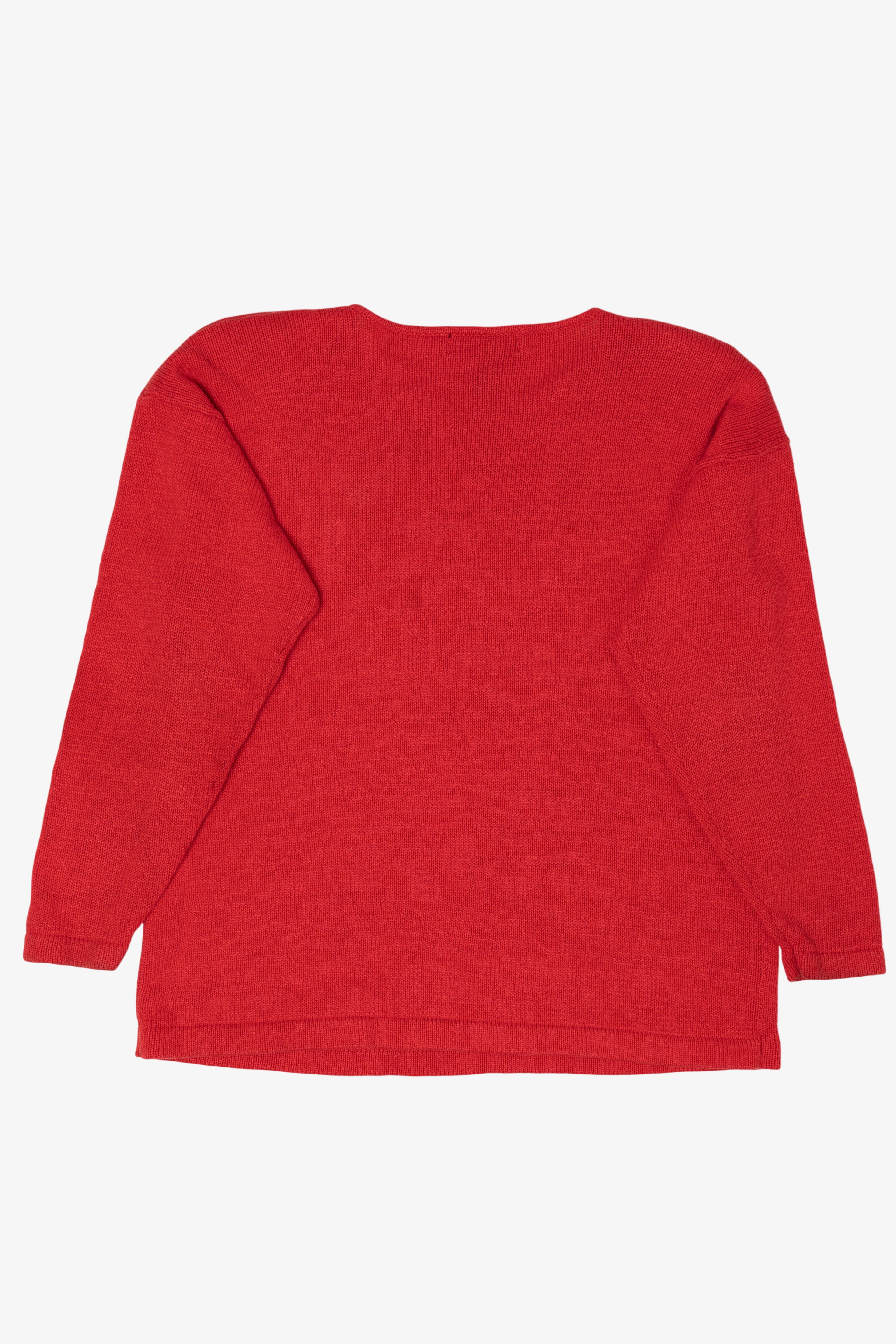 Vintage Red Work in Progress Tree Ugly Christmas Pullover (2000s)