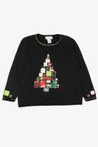 Vintage Black Tiara Presents Tree Ugly Christmas Pullover (2000s)