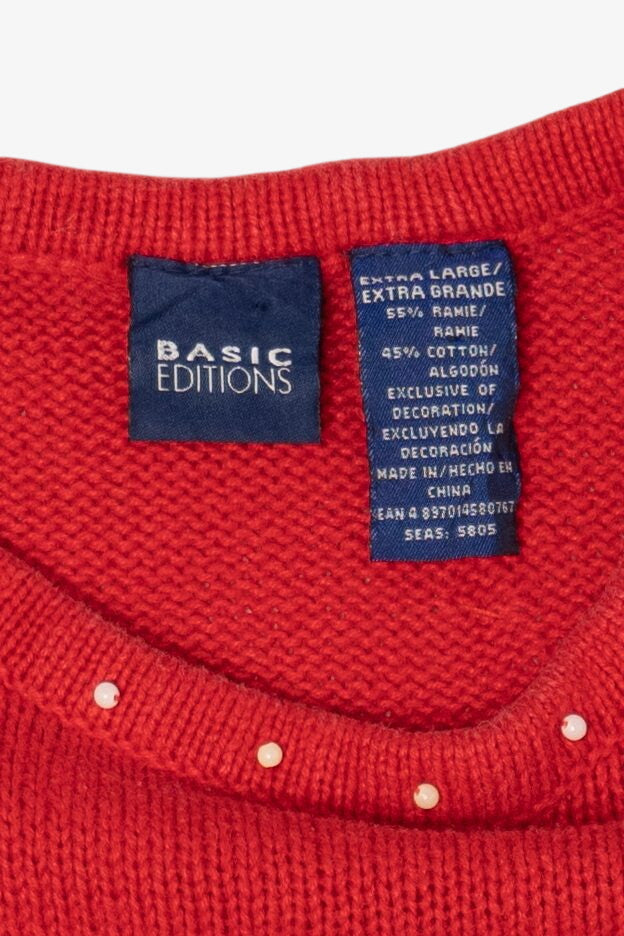 Vintage Red Basic Editions Ugly Christmas Pullover (2000s)
