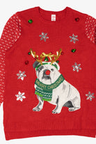 Red Holiday Time Bulldog Ugly Christmas Pullover (2010s)