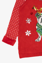 Red Holiday Time Bulldog Ugly Christmas Pullover (2010s)
