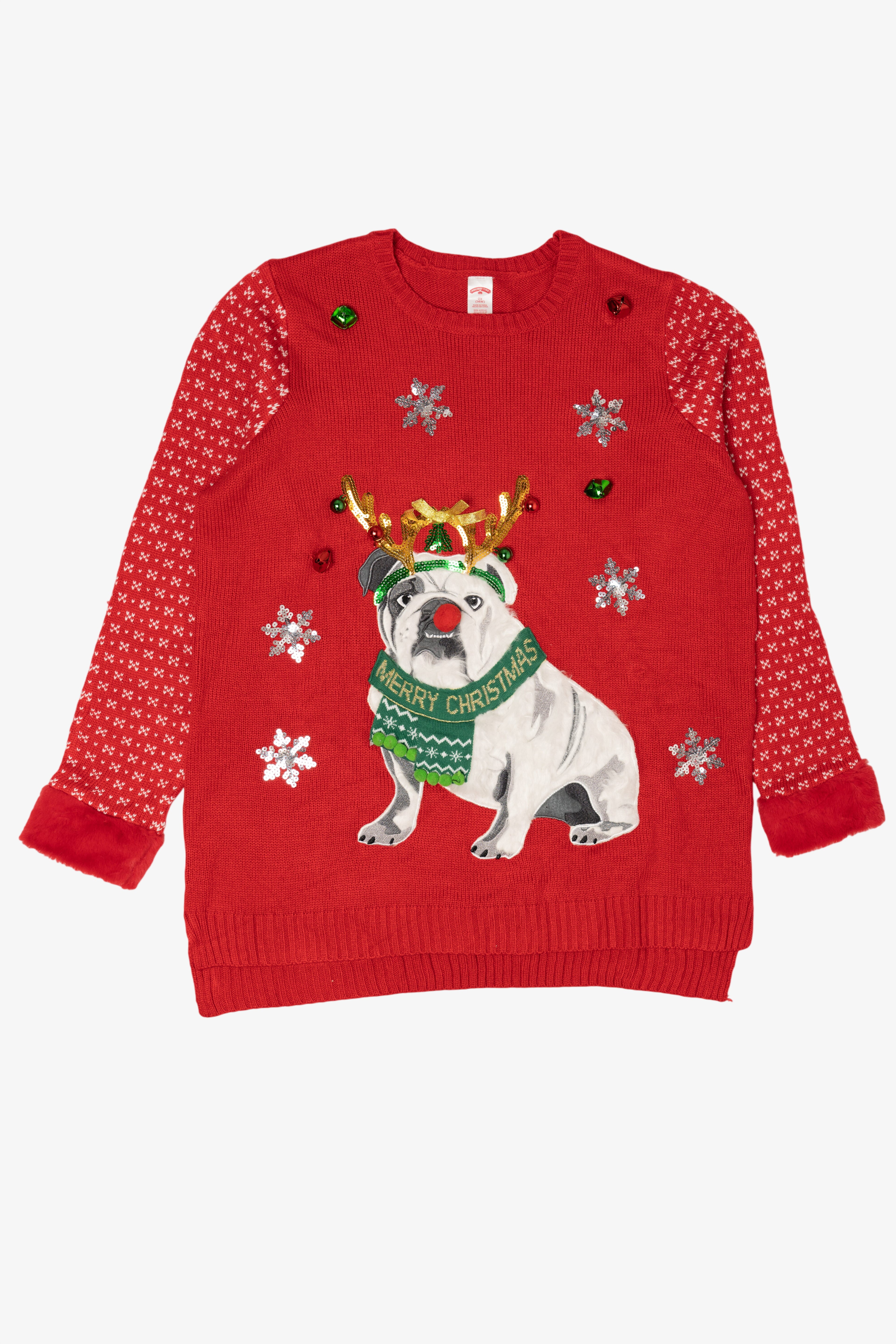 Red Holiday Time Bulldog Ugly Christmas Pullover (2010s)