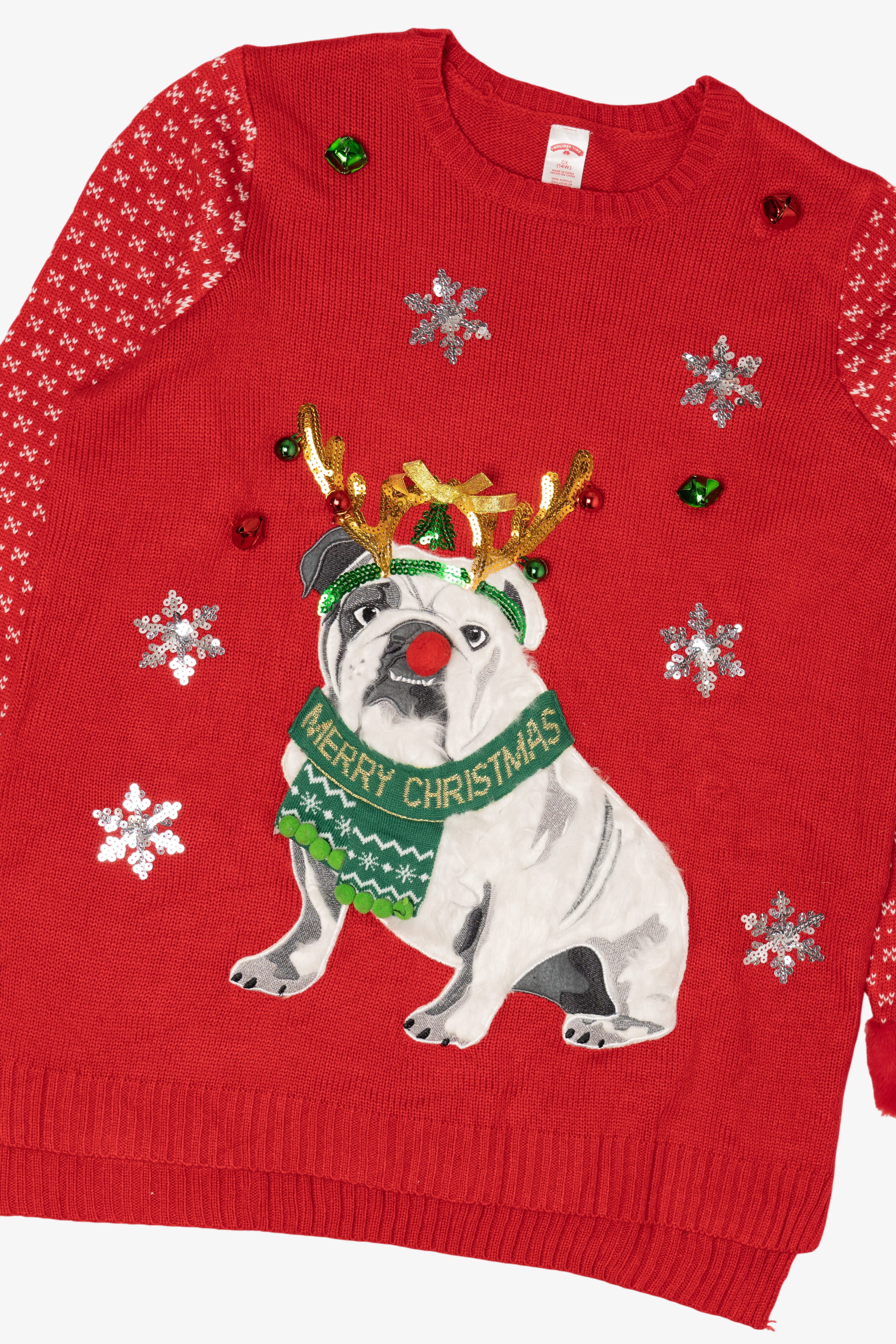 Red Holiday Time Bulldog Ugly Christmas Pullover (2010s)