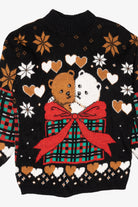 Vintage Black Dana Scott Teddy Bears Ugly Christmas Pullover (1980s)