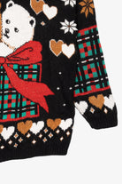 Vintage Black Dana Scott Teddy Bears Ugly Christmas Pullover (1980s)