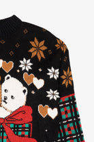 Vintage Black Dana Scott Teddy Bears Ugly Christmas Pullover (1980s)