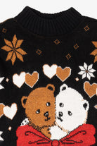 Vintage Black Dana Scott Teddy Bears Ugly Christmas Pullover (1980s)