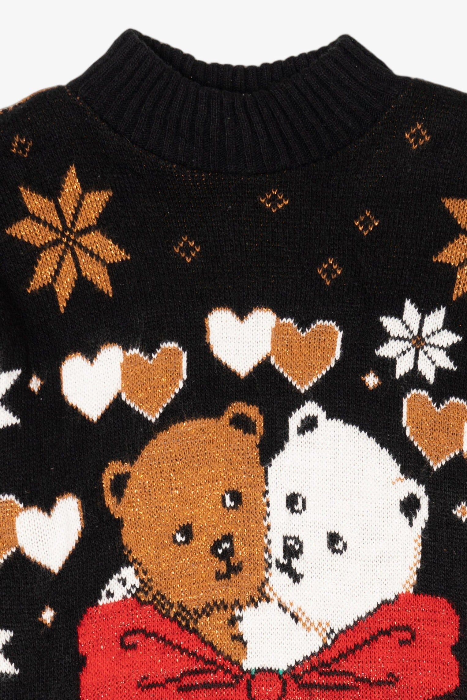 Vintage Black Dana Scott Teddy Bears Ugly Christmas Pullover (1980s)
