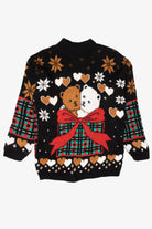 Vintage Black Dana Scott Teddy Bears Ugly Christmas Pullover (1980s)