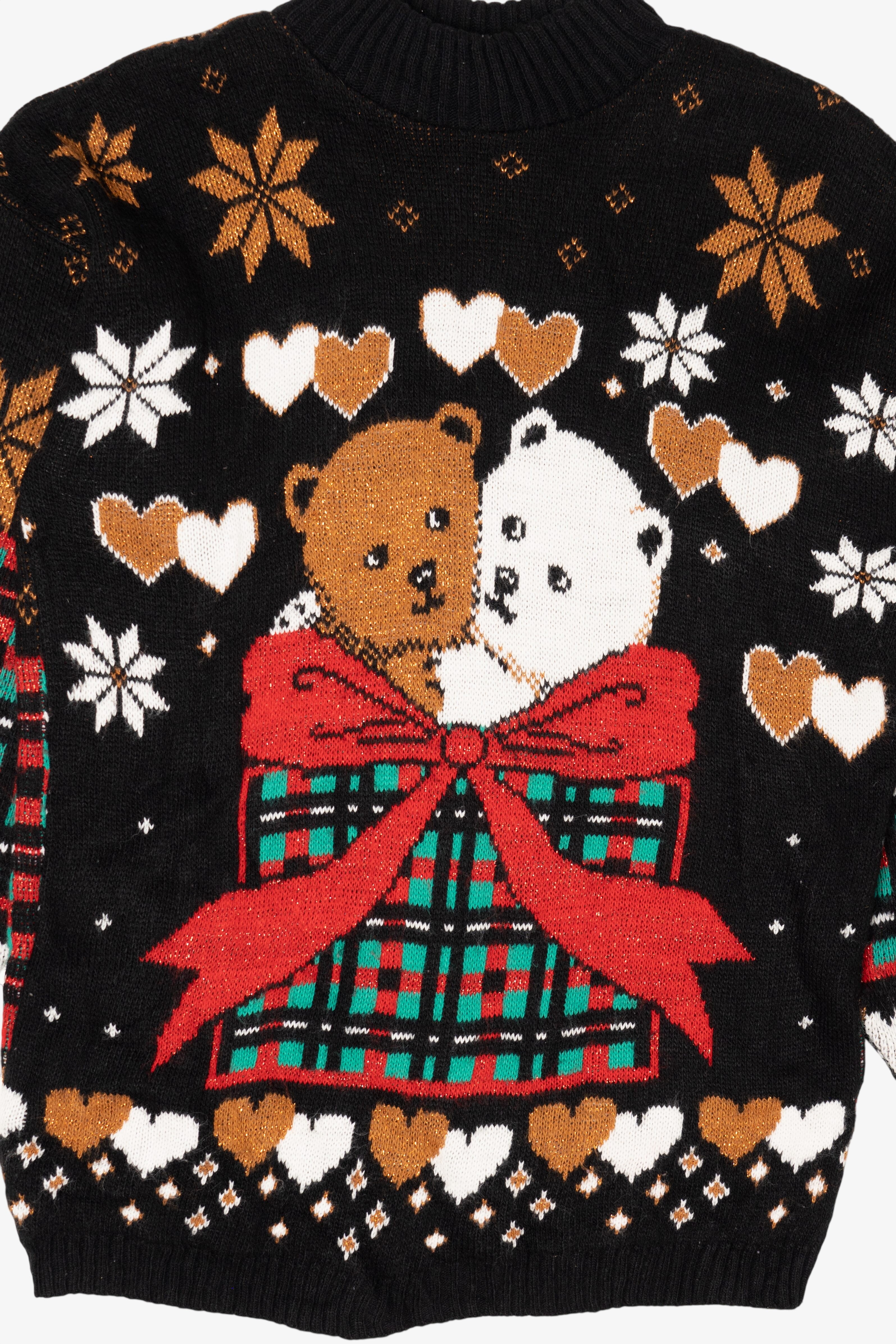 Vintage Black Dana Scott Teddy Bears Ugly Christmas Pullover (1980s)