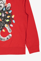 Red Mad Engine Cat In Lights Christmas Sweatshirt (2020s)