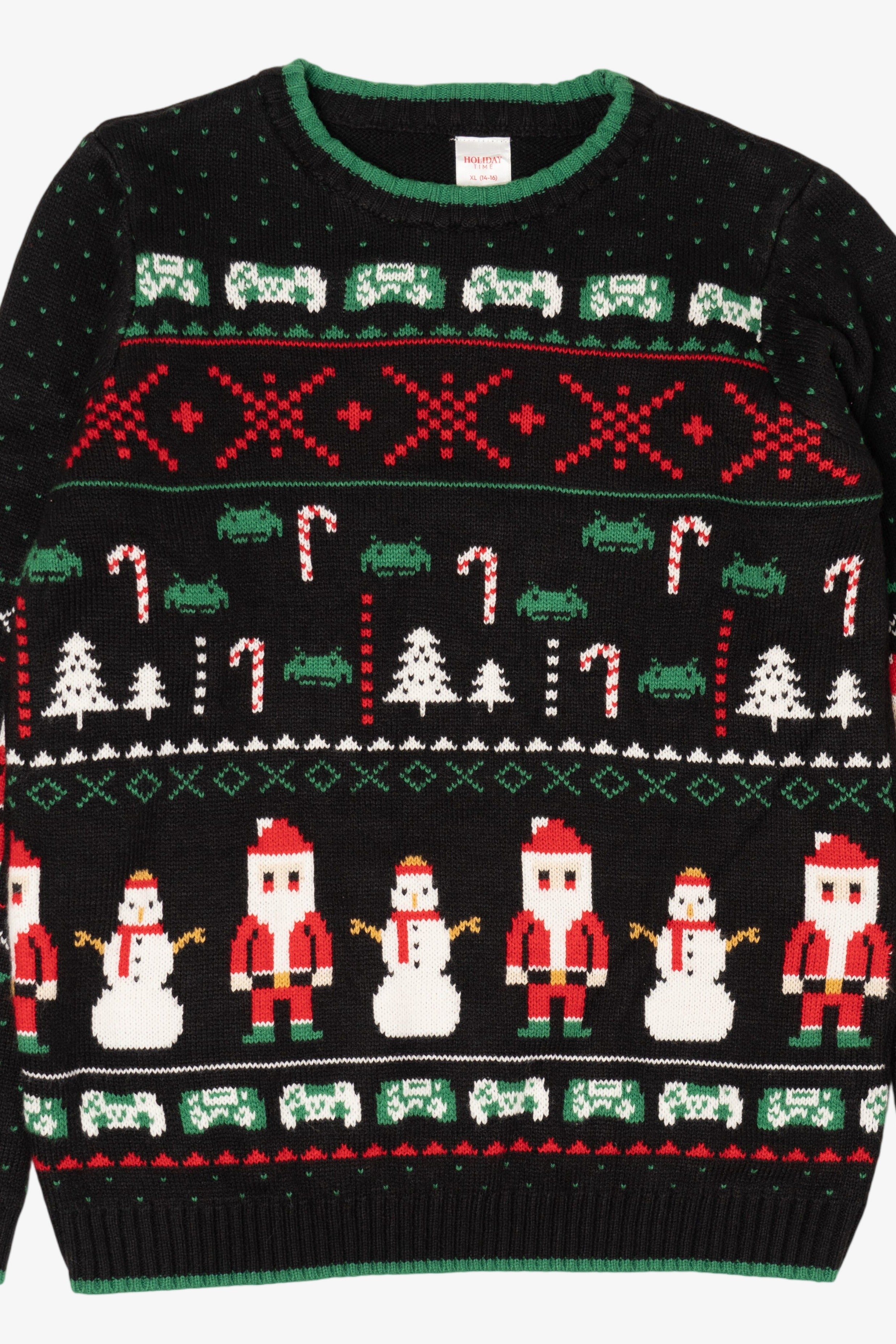 Black Pixel Art Ugly Christmas Sweatshirt (2010s)