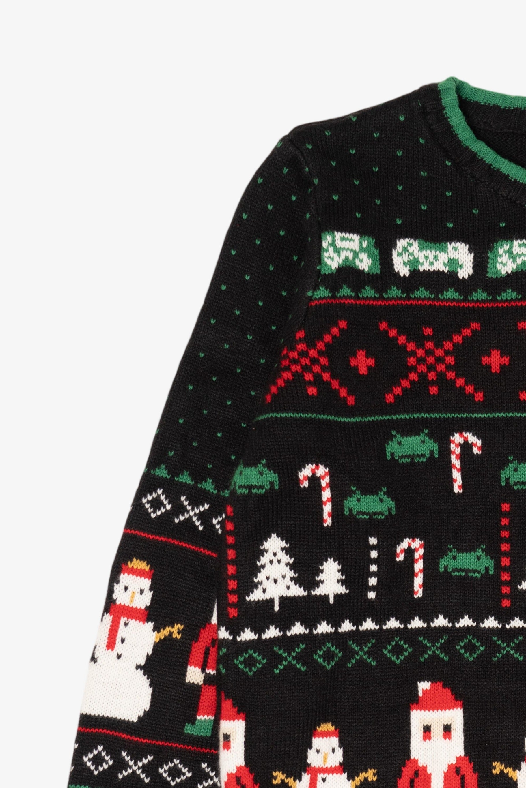 Black Pixel Art Ugly Christmas Sweatshirt (2010s)