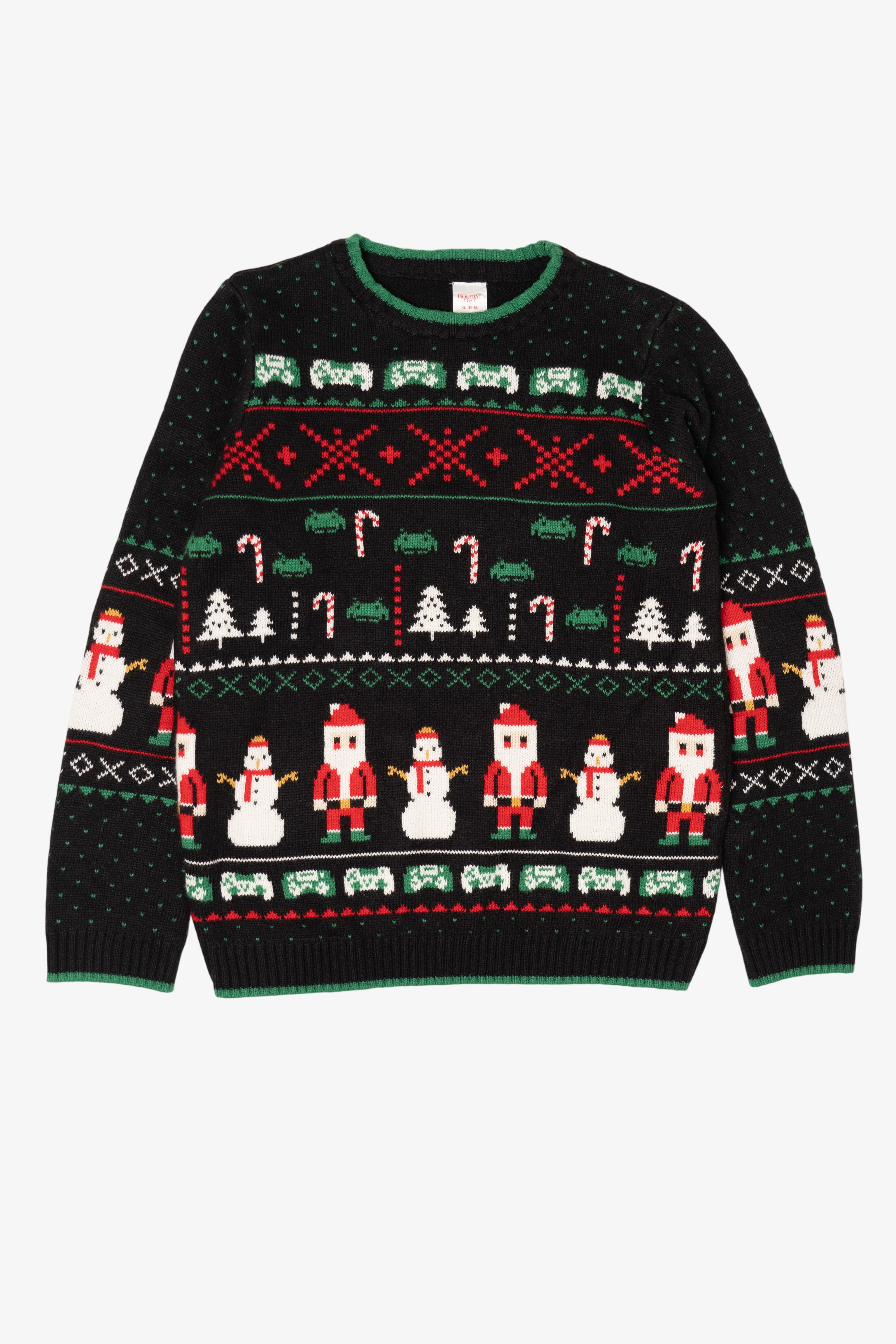 Black Pixel Art Ugly Christmas Sweatshirt (2010s)