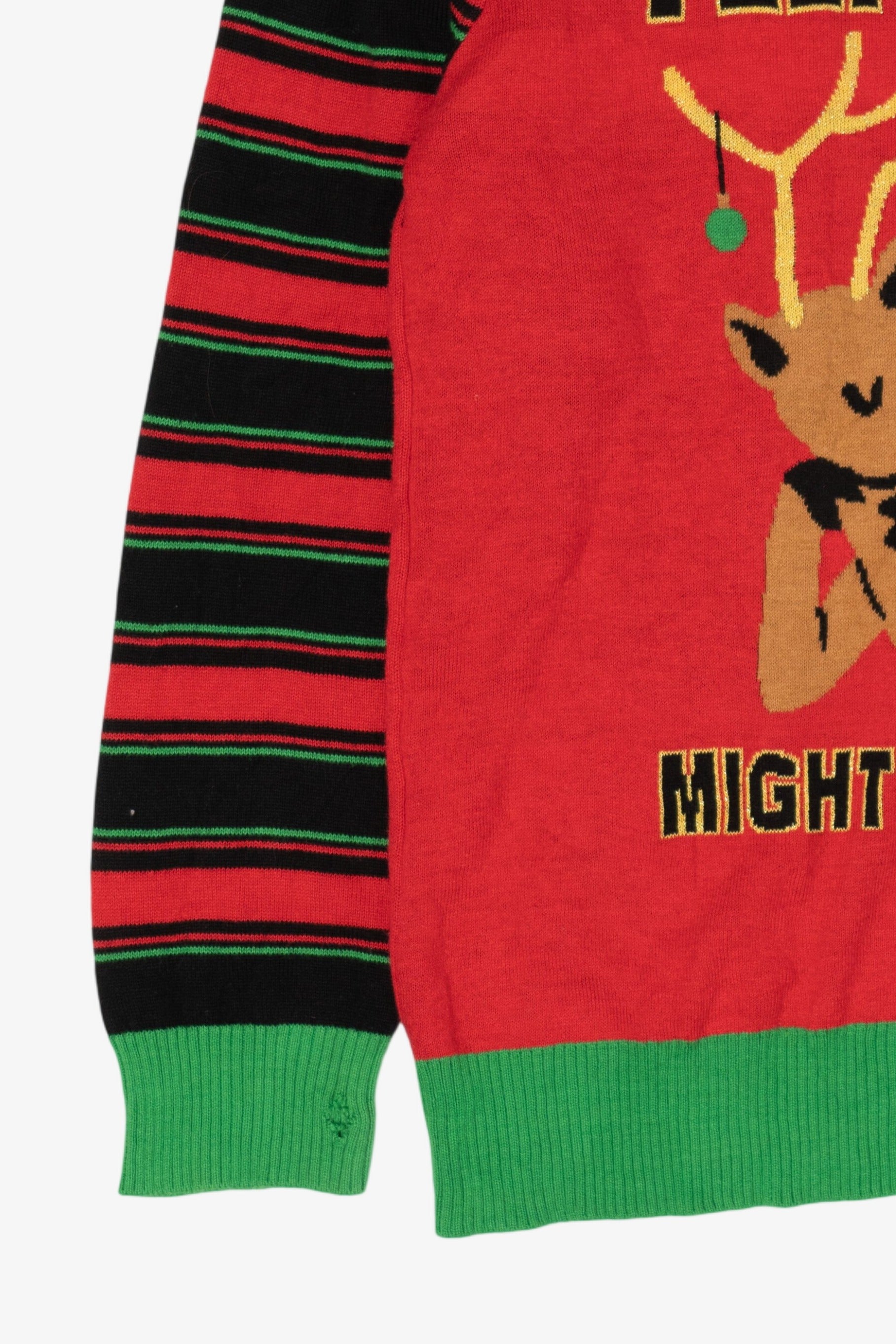 Red "Felt Festive Might Delete Later" Reindeer Ugly Christmas Pullover (2020s)