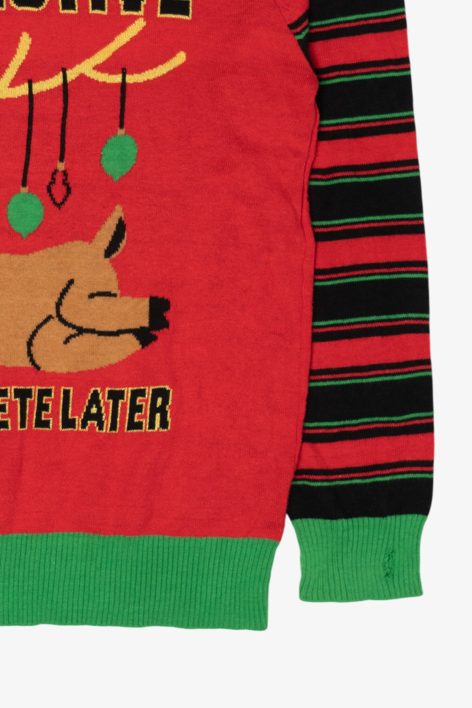 Red "Felt Festive Might Delete Later" Reindeer Ugly Christmas Pullover (2020s)