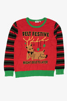 Red "Felt Festive Might Delete Later" Reindeer Ugly Christmas Pullover (2020s)