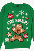 Green "Oh Snap!" Gingerbread Ugly Christmas Pullover (2010s)