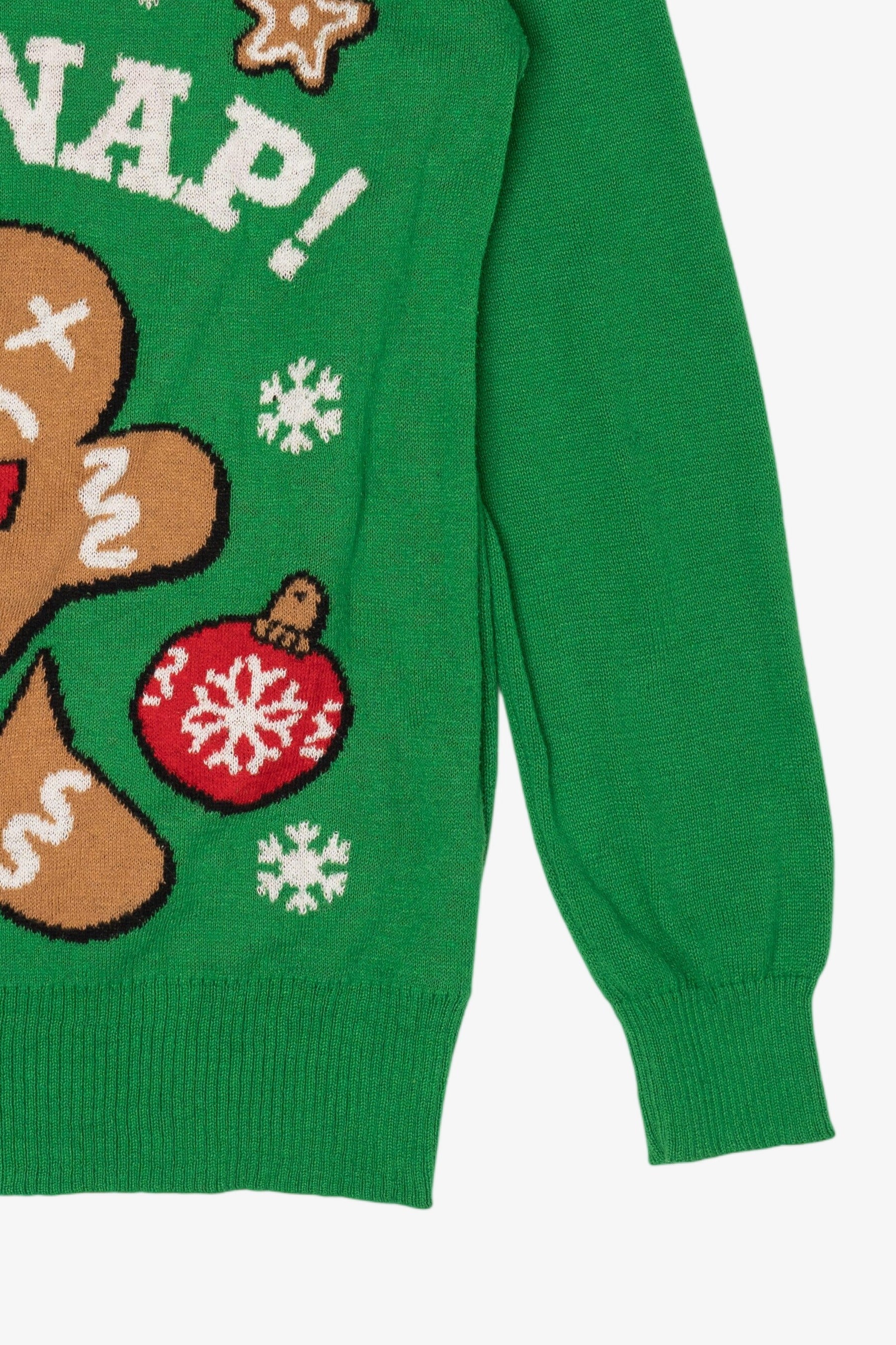 Green "Oh Snap!" Gingerbread Ugly Christmas Pullover (2010s)