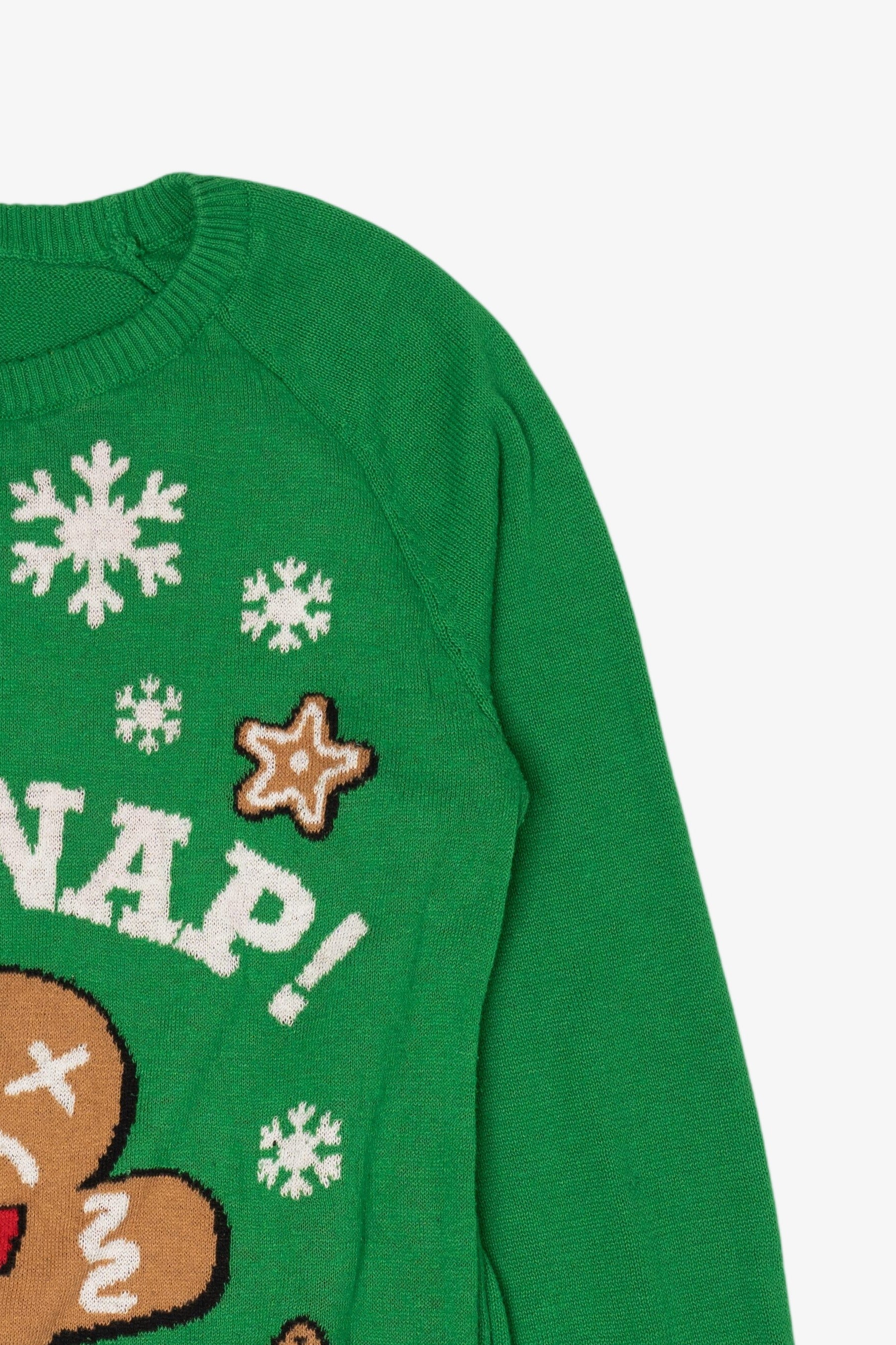 Green "Oh Snap!" Gingerbread Ugly Christmas Pullover (2010s)