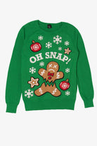 Green "Oh Snap!" Gingerbread Ugly Christmas Pullover (2010s)