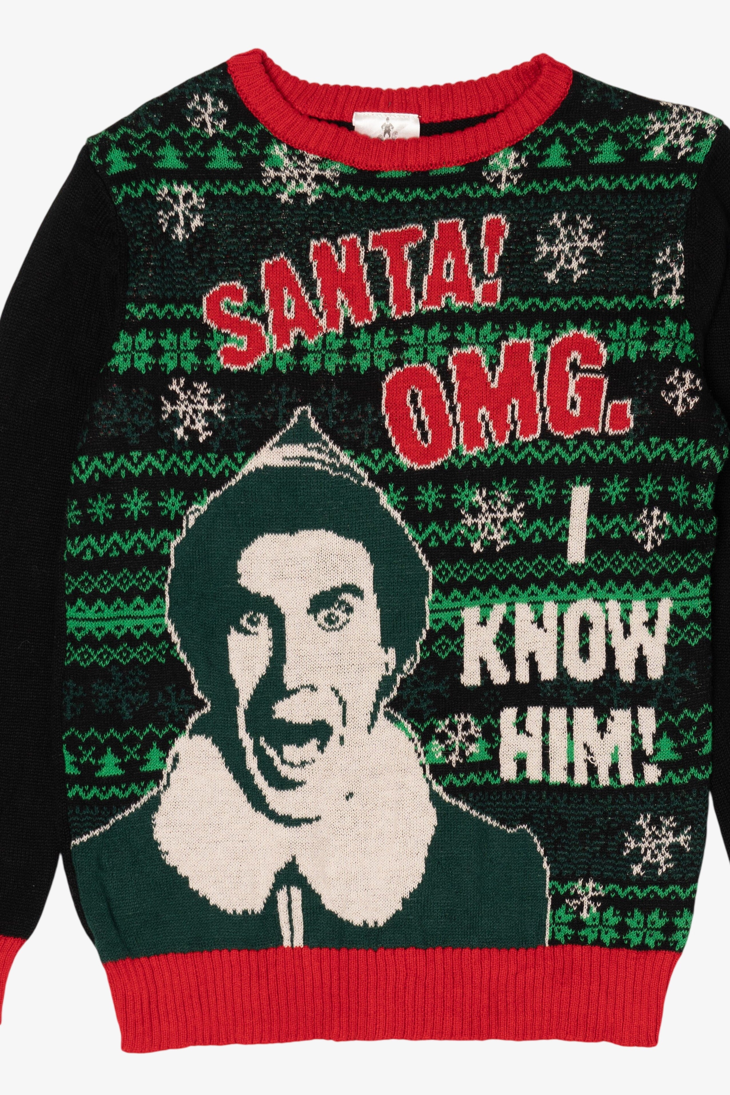 Elf "Santa! OMG. I Know Him!" Ugly Christmas Pullover (2010s)