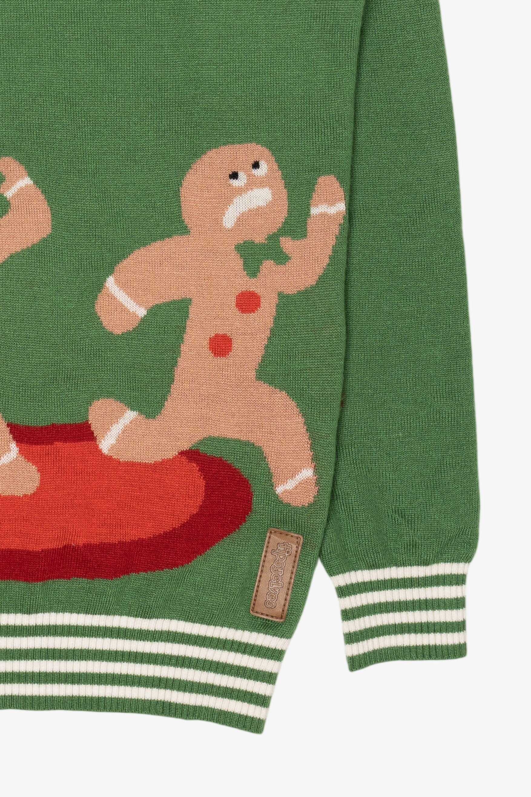 Green Santa And Gingerbread Men Ugly Christmas Pullover (2010s)