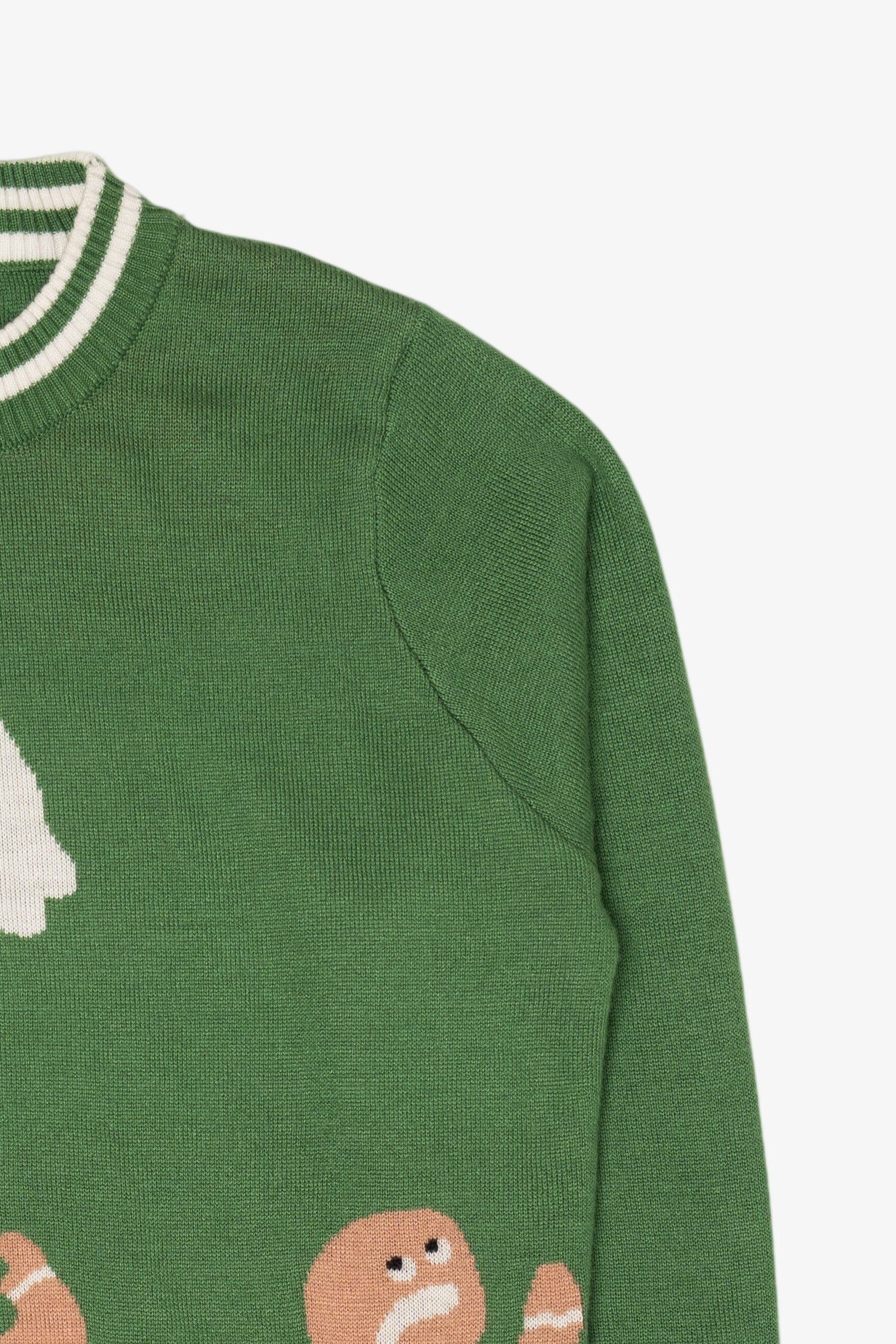 Green Santa And Gingerbread Men Ugly Christmas Pullover (2010s)