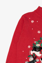 Vintage Red B.P Design Snowmen Ugly Christmas Pullover (1990s)