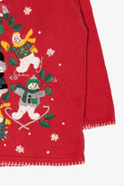 Vintage Red B.P Design Snowmen Ugly Christmas Pullover (1990s)