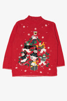 Vintage Red B.P Design Snowmen Ugly Christmas Pullover (1990s)