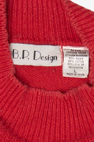 Vintage Red B.P Design Snowmen Ugly Christmas Pullover (1990s)