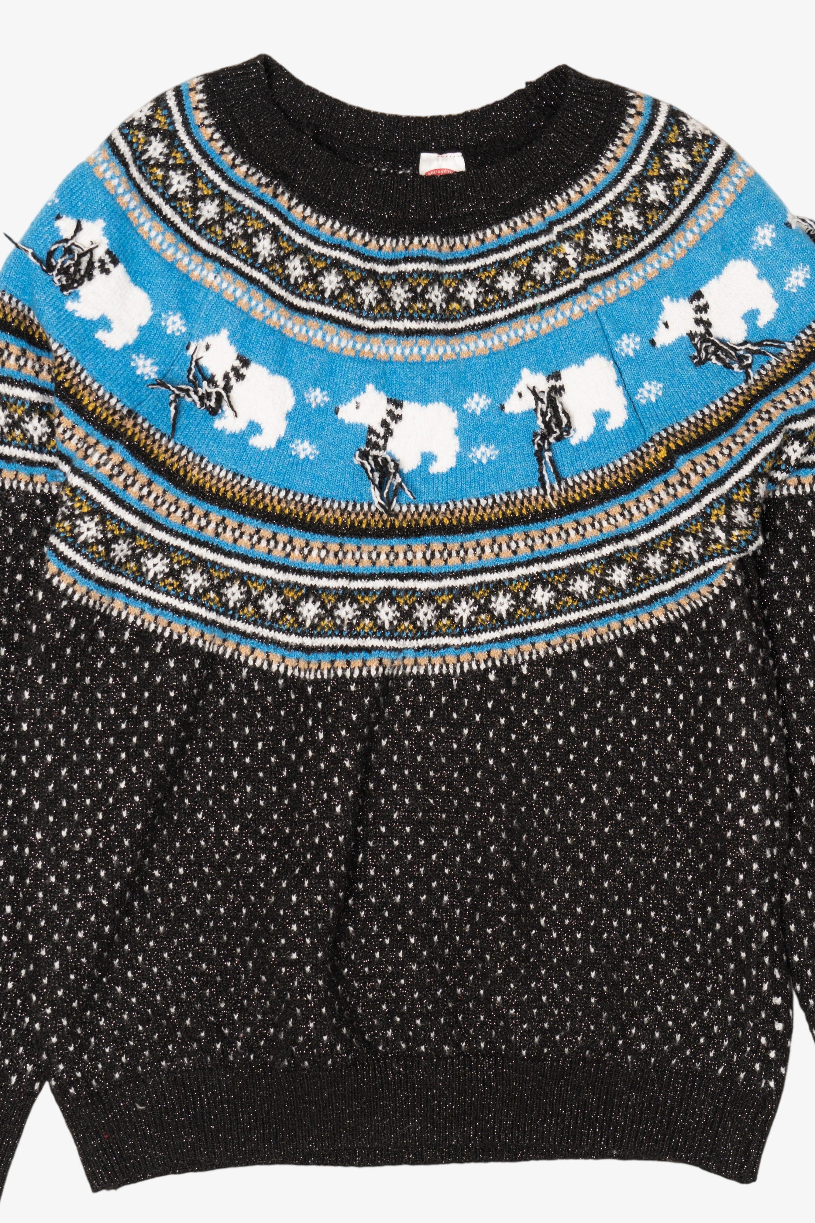Blue Fair Isle Polar Bears Ugly Christmas Pullover (2010s)