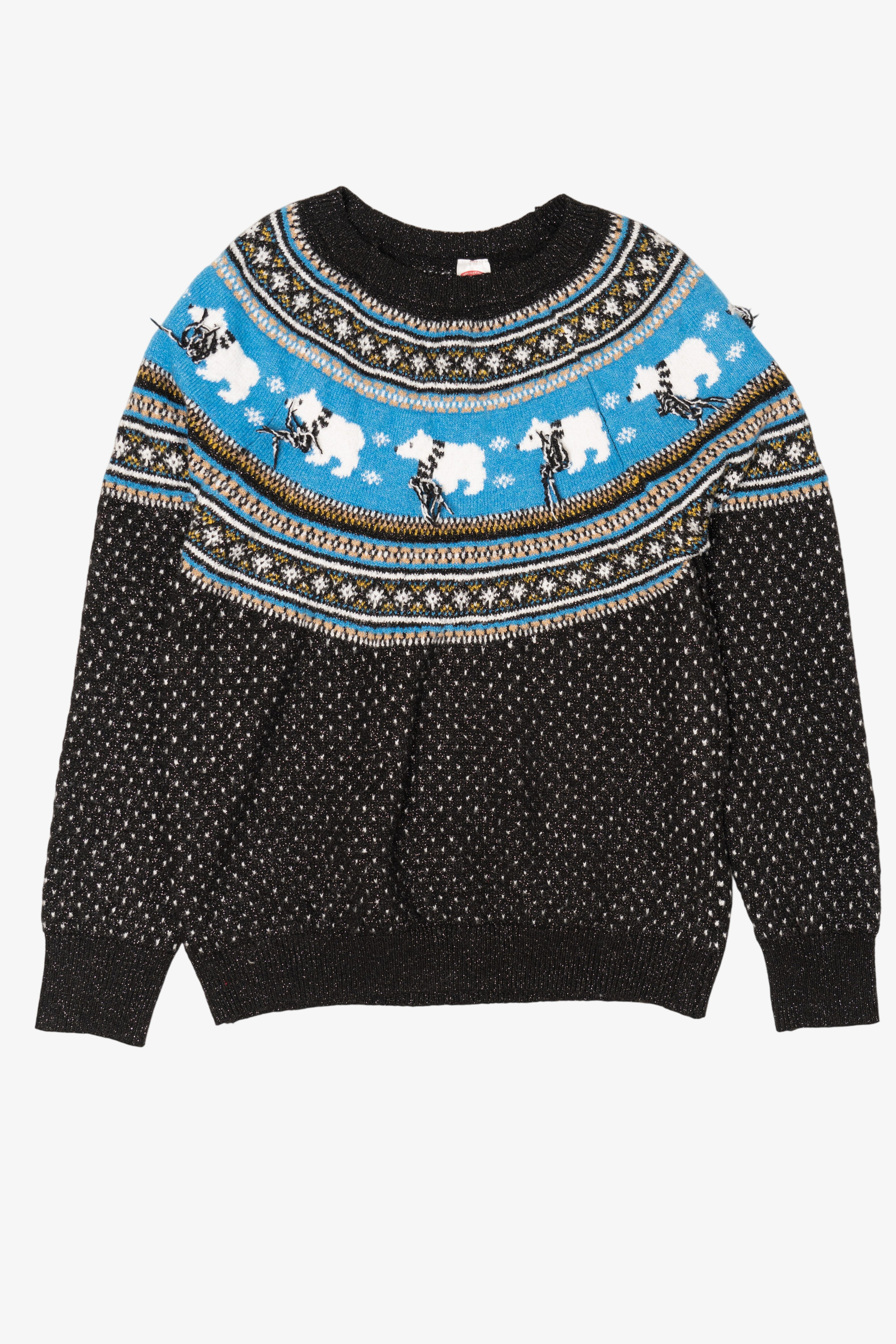 Blue Fair Isle Polar Bears Ugly Christmas Pullover (2010s)