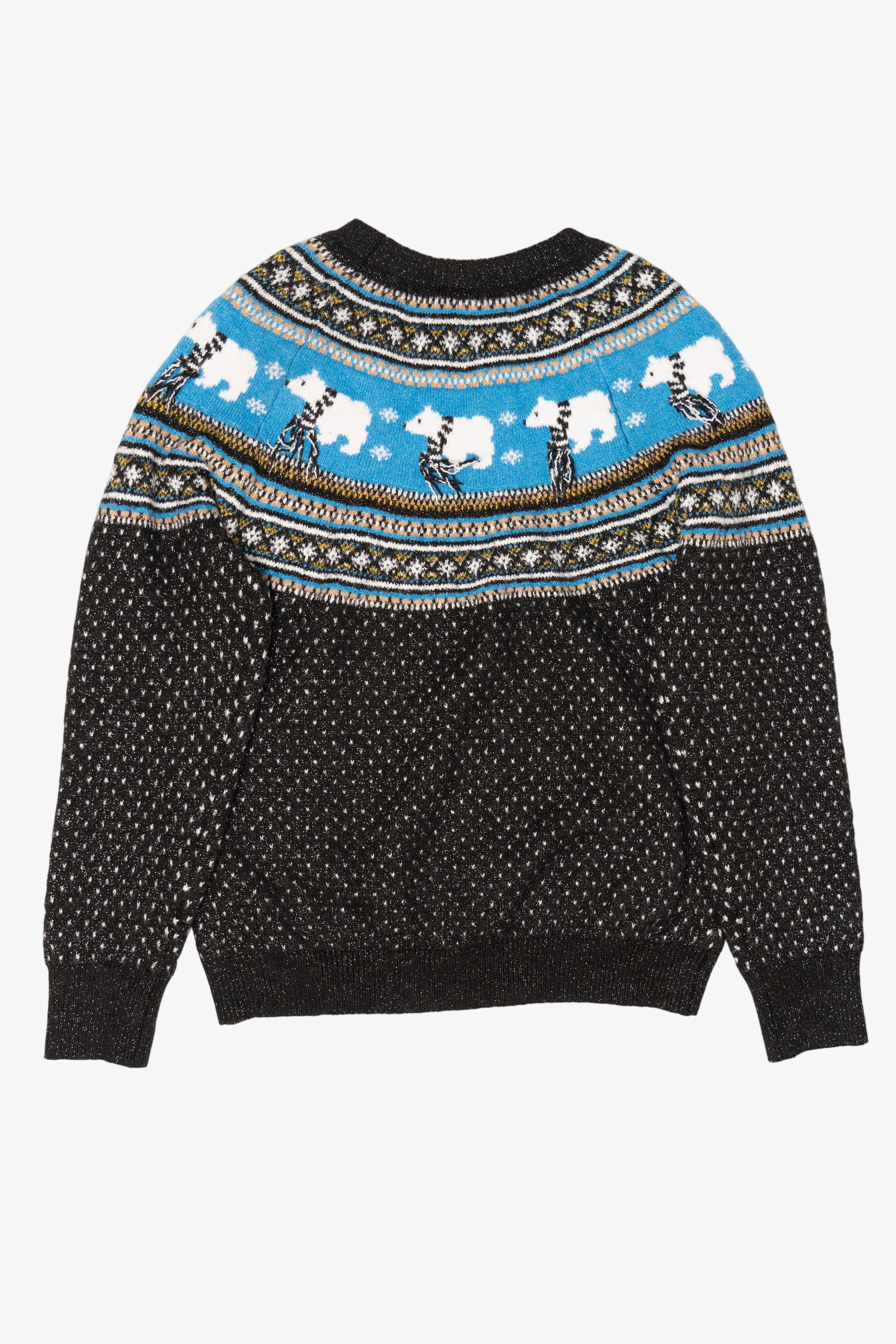Blue Fair Isle Polar Bears Ugly Christmas Pullover (2010s)