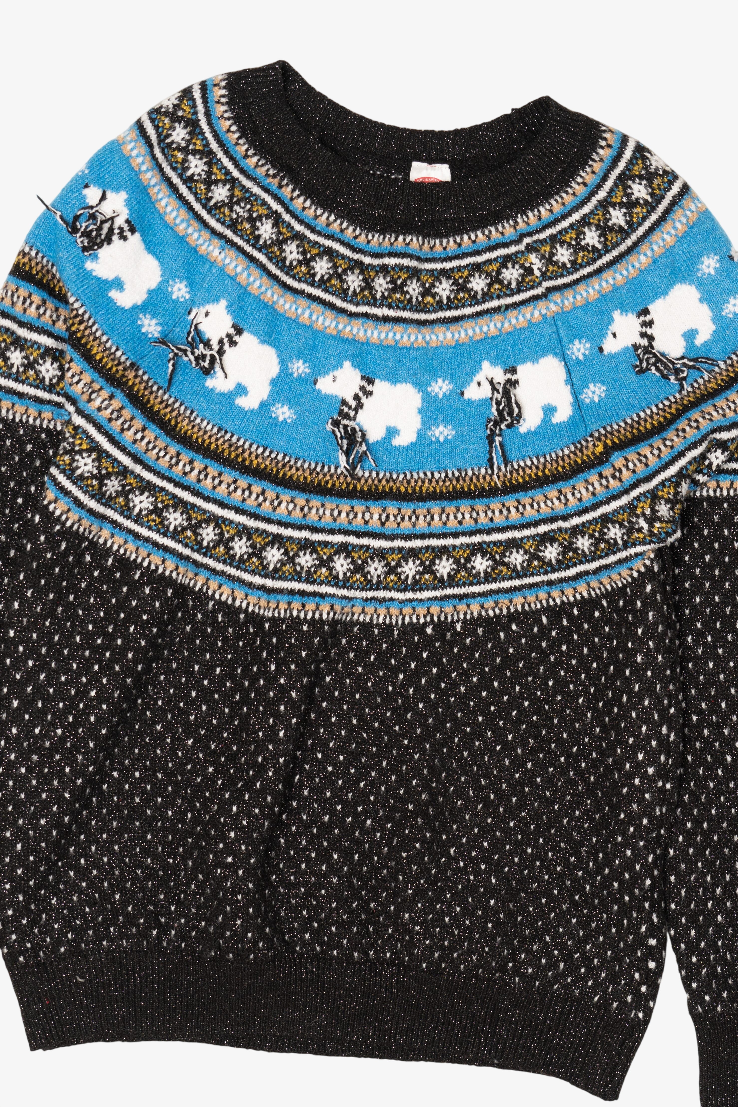 Blue Fair Isle Polar Bears Ugly Christmas Pullover (2010s)